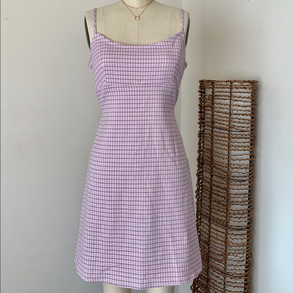 brandy melville purple plaid dress Brandy Melville Dress One Size Like new